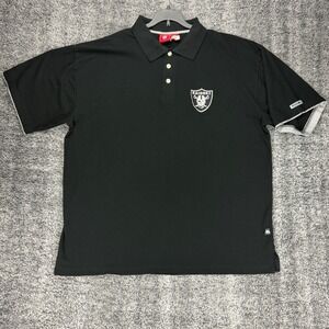 Las Vegas Raiders NFL Y2K Black Polo Shirt 2XT Cotton Embroidered Chest Logo